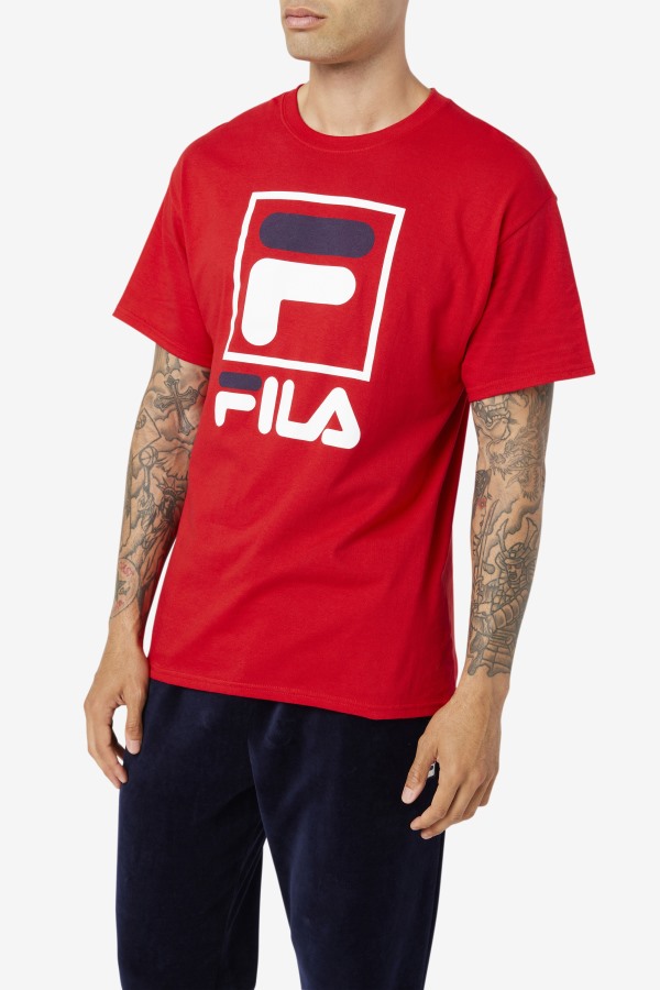 Red/White/Navy stacked tee shirt Fila Outlets