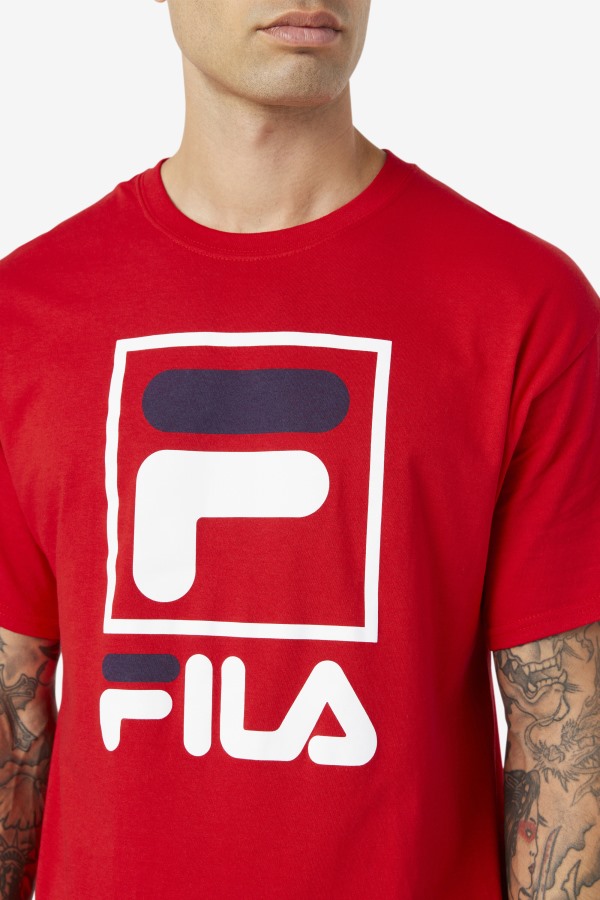 Red/White/Navy stacked tee shirt Fila Outlets