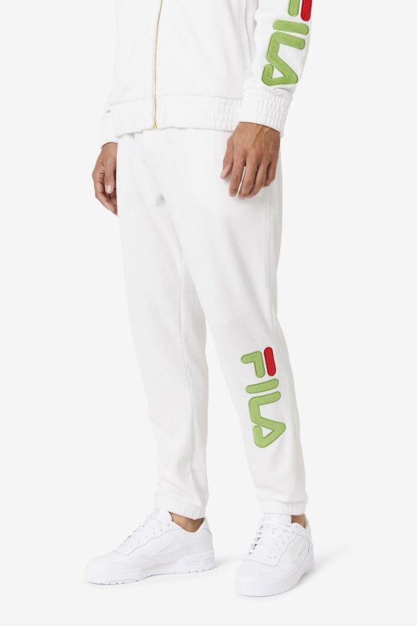 Fila Outlets Mansur Velour Pant White/Forest Green/Red