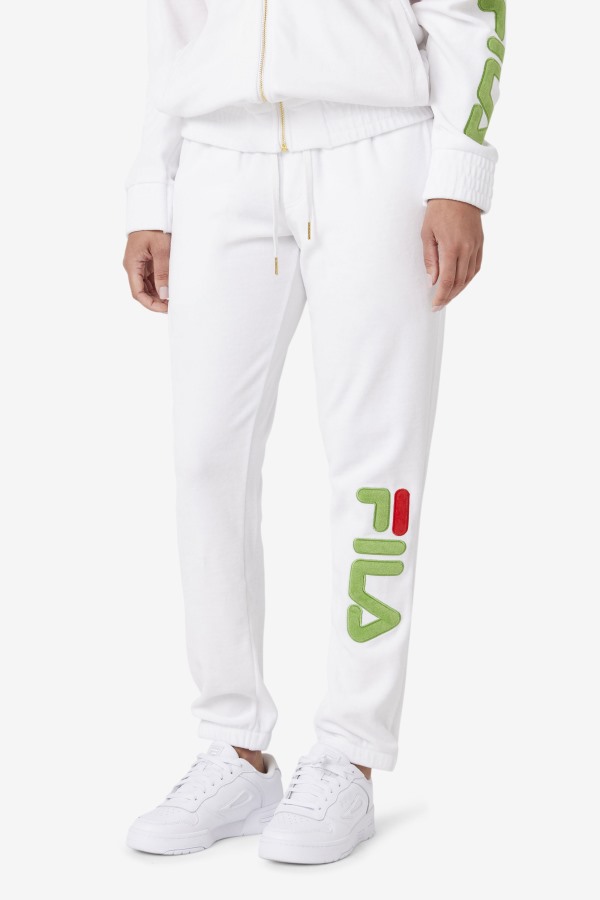 Fila Outlets Mansur Velour Pant White/Forest Green/Red