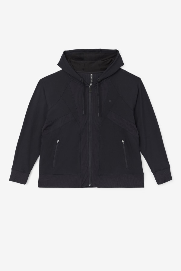 Fi-Lux Texture Black Full Zip Hoodie Fila Outlets