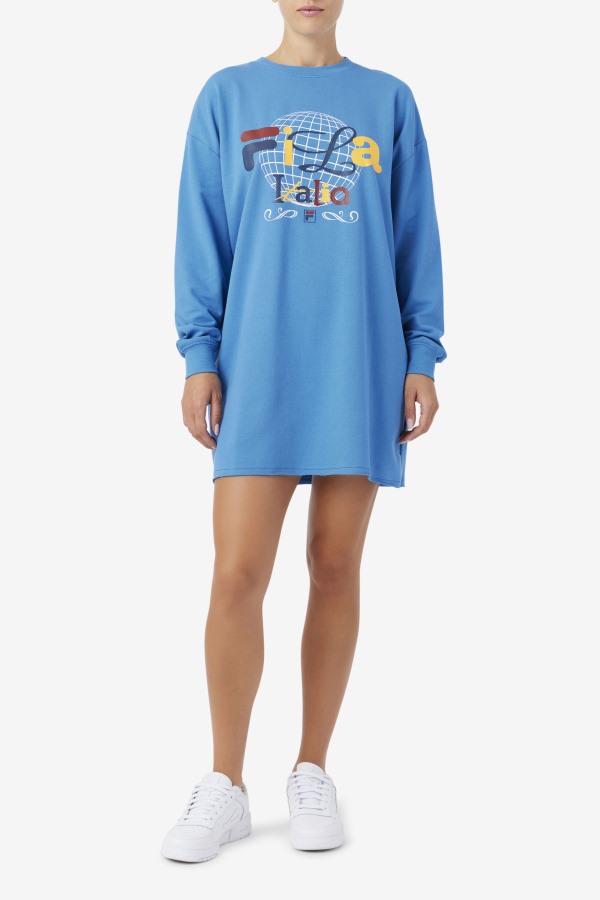 Mazik T-Shirt Dress Fila Outlets Vallarta Blue/White