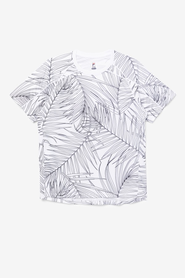 Pickleball Short Sleeve Crew Fila Outlets White Palm Print/White