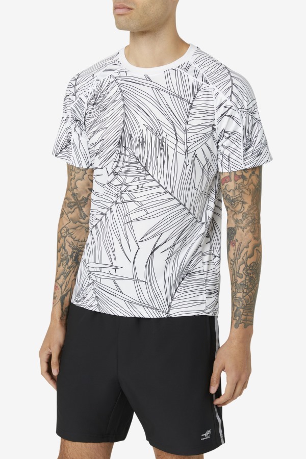 Pickleball Short Sleeve Crew Fila Outlets White Palm Print/White