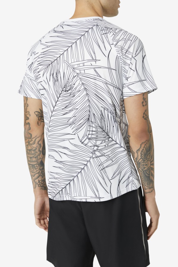 Pickleball Short Sleeve Crew Fila Outlets White Palm Print/White