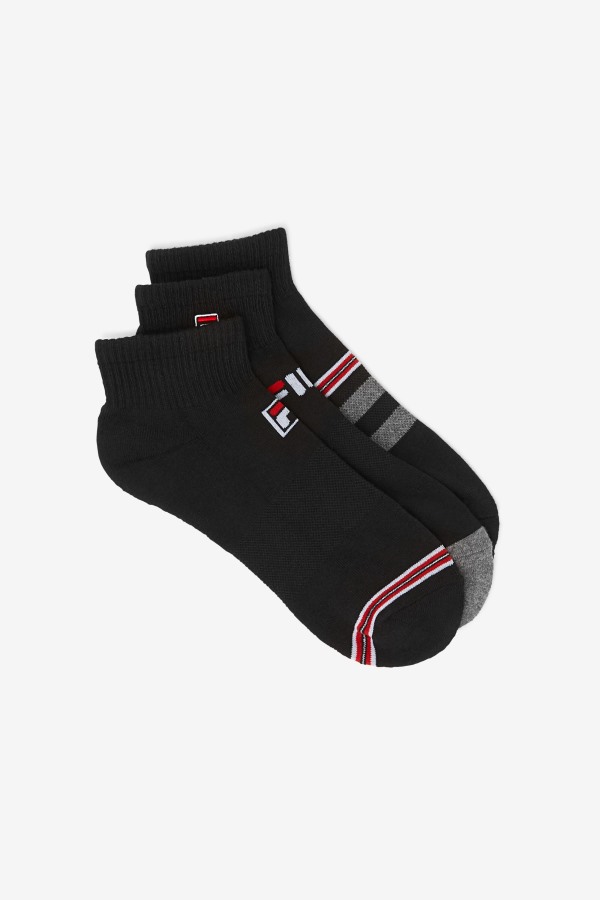 Black Men's Striped Quarter Sock 3-Pack Fila Outlets