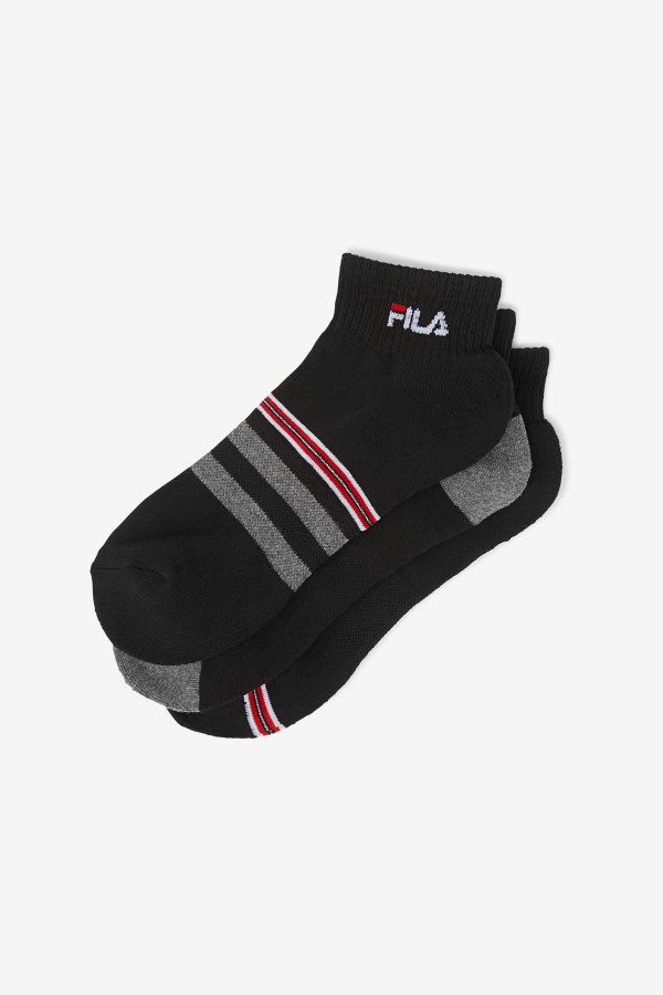 Black Men\'s Striped Quarter Sock 3-Pack Fila Outlets