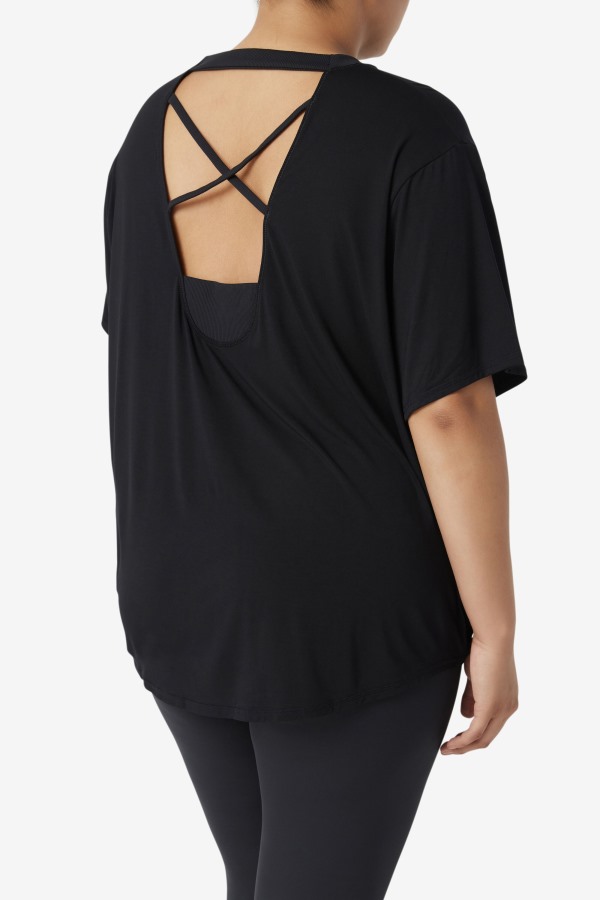 Black Fila Outlets Fi-Lux Short Sleeve Top