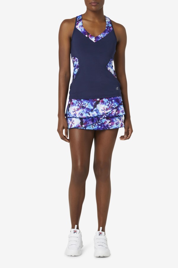 Fila Outlets Navy Print/Navy Pickleball Tiered Printed Skort