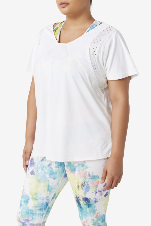 Fila Outlets Uplift Textured Short Sleeve Top White