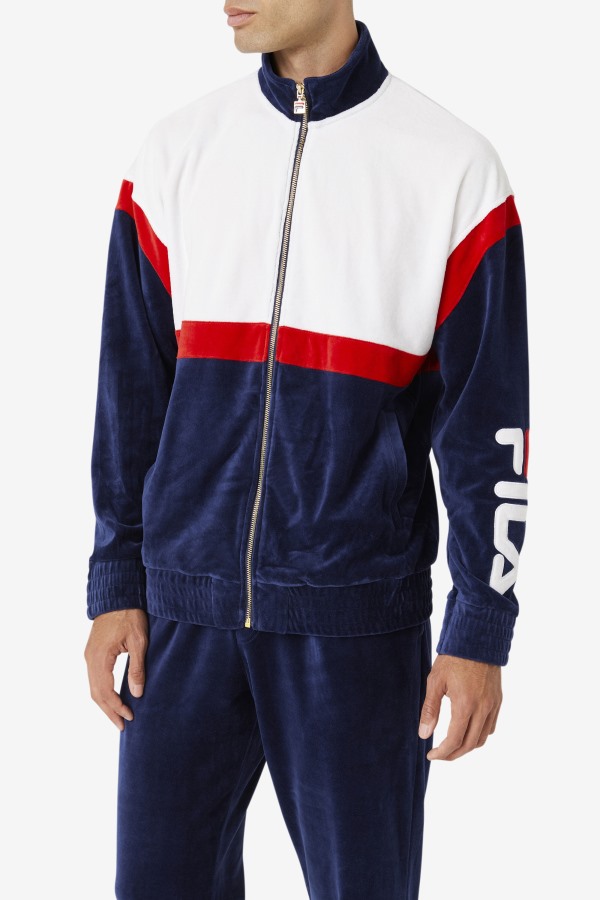Mansur Velour Jacket Fila Outlets Navy/White/Red