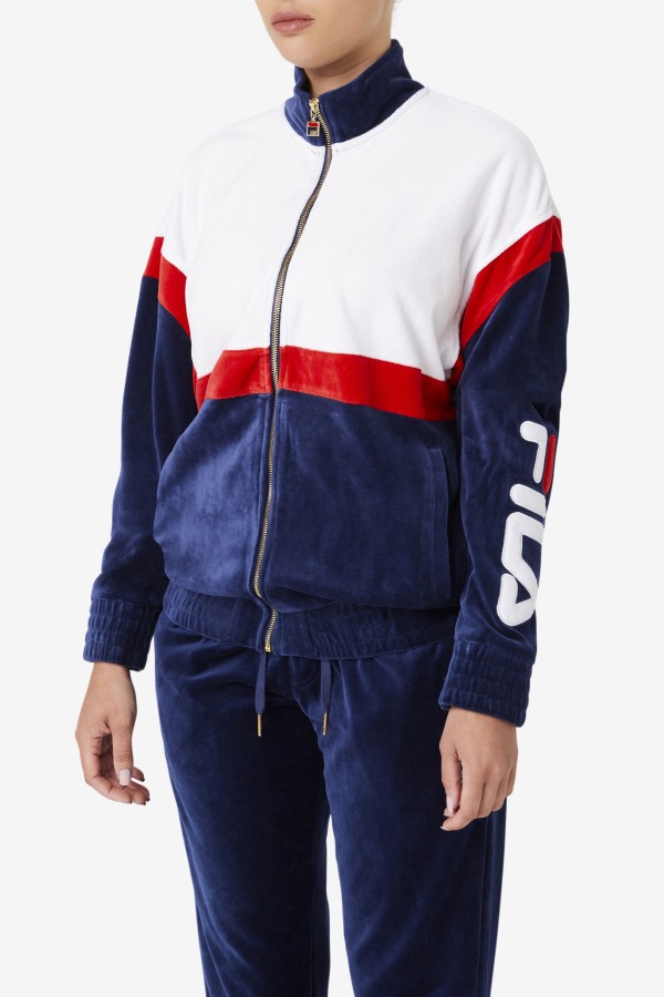 Mansur Velour Jacket Fila Outlets Navy/White/Red