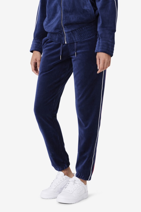 Navy/White/Red Fila Outlets Deverall Velour Pant