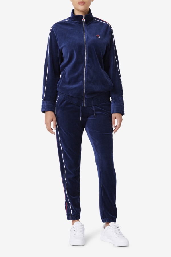 Navy/White/Red Fila Outlets Deverall Velour Pant