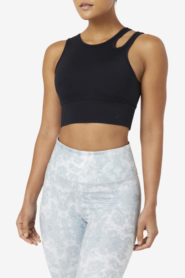 Fila Outlets Black Uplift Slice Crop Bra Top