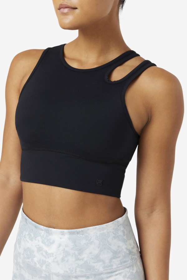 Fila Outlets Black Uplift Slice Crop Bra Top