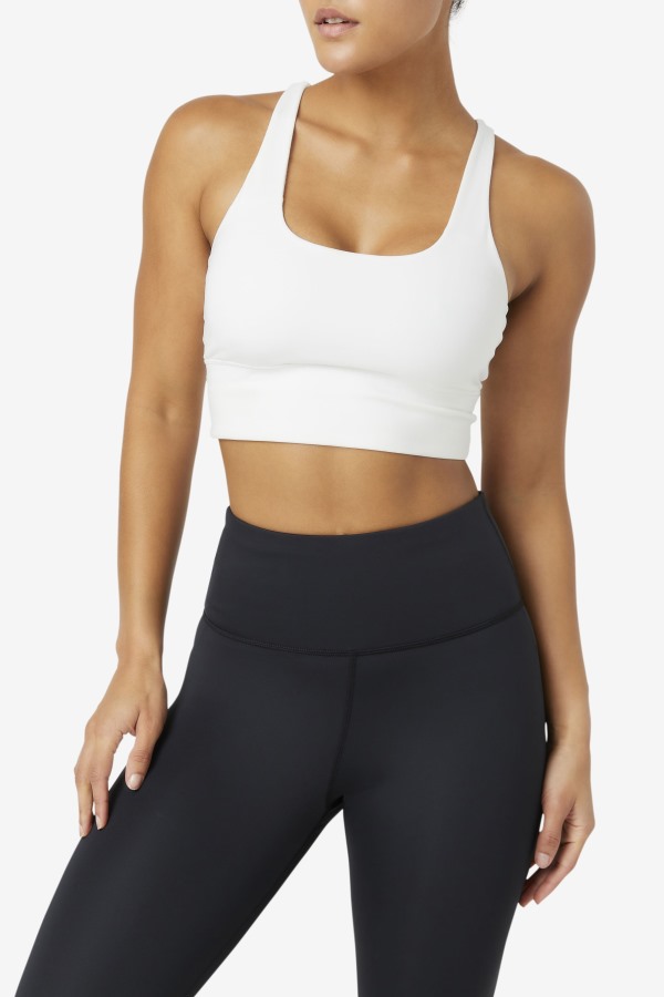 White Uplift Cross Back Bra Top Fila Outlets