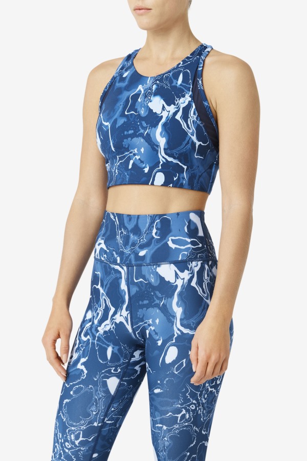 Uplift T-Back Sports Bra Navy Marble Fila Outlets