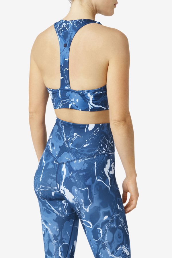 Uplift T-Back Sports Bra Navy Marble Fila Outlets