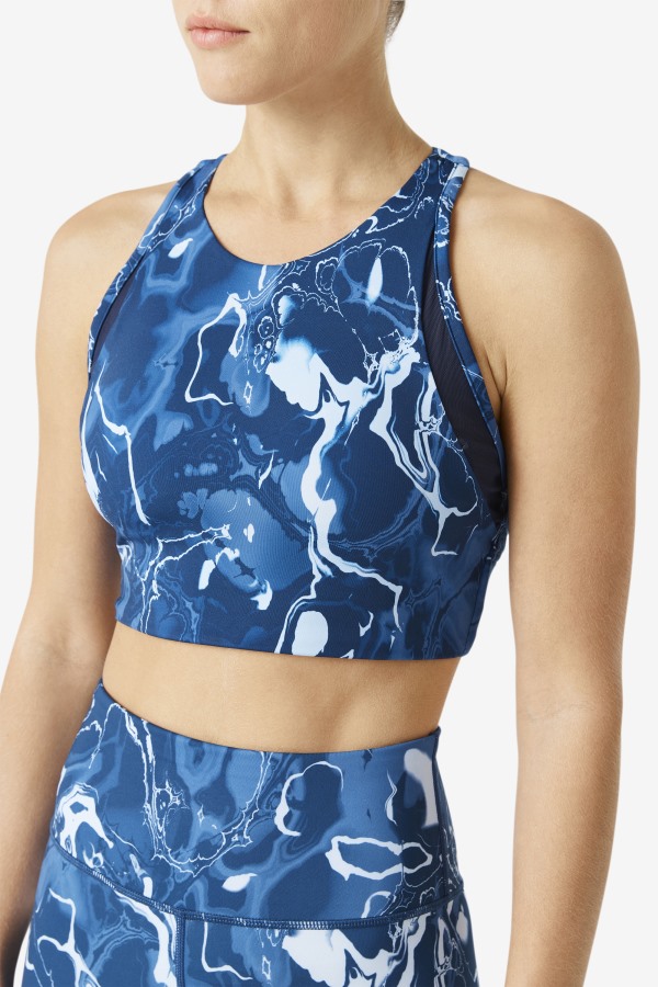 Uplift T-Back Sports Bra Navy Marble Fila Outlets