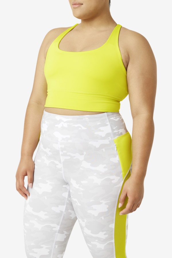 Fila Outlets Uplift Cross Back Bra Top Sulphur