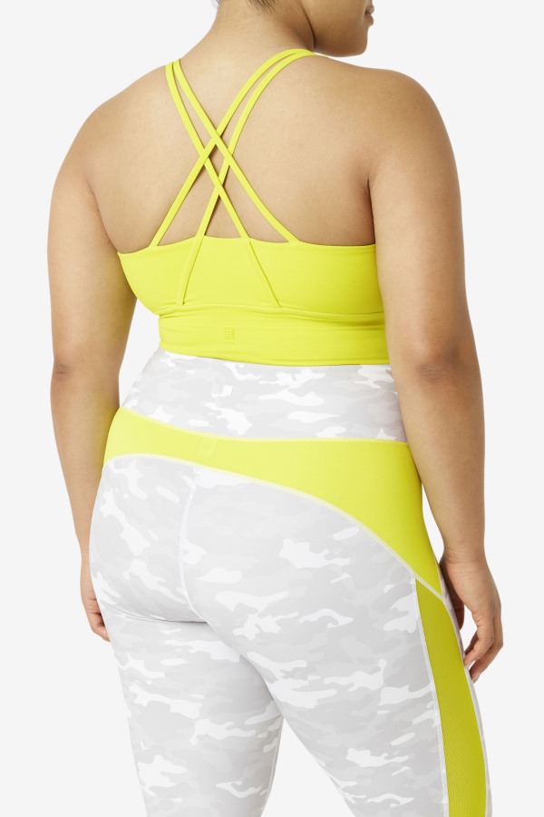 Fila Outlets Uplift Cross Back Bra Top Sulphur