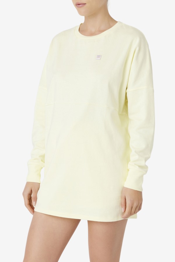 Tender Yellow Fila Outlets Janet Oversized Long Sleeve Tee