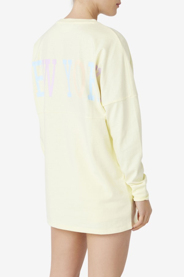 Tender Yellow Fila Outlets Janet Oversized Long Sleeve Tee