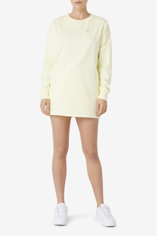 Tender Yellow Fila Outlets Janet Oversized Long Sleeve Tee