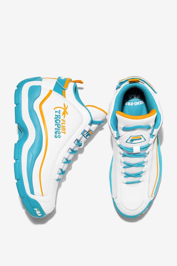 White/Teal/Zinnia Fila Outlets Men\'s Grant Hill 2 x Semi-Pro