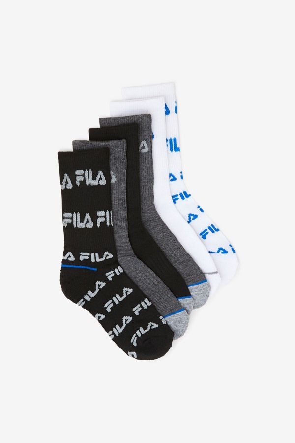 Kids' Crew Sock 6-Pack Fila Outlets Black Multi