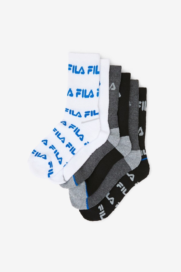 Kids\' Crew Sock 6-Pack Fila Outlets Black Multi
