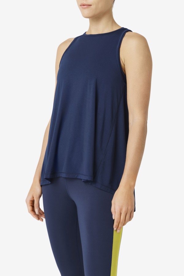 Fila Outlets Navy Fi-Lux Open Back Tank Top