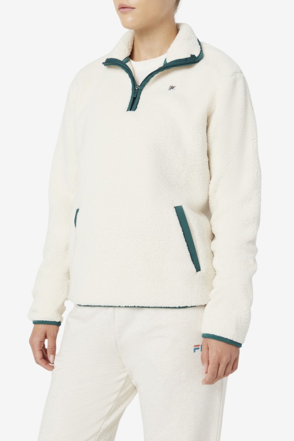 Fila Outlets Kyomi Quarter Zip Pullover Tofu/Forest Biome