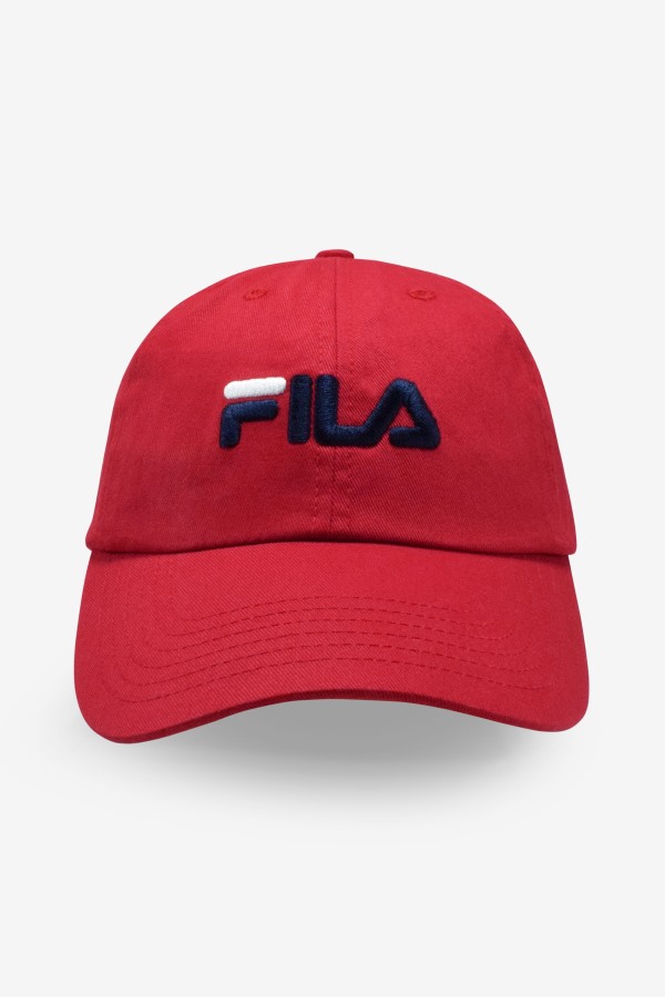 Red Fila Outlets Embroidered Logo Baseball Hat