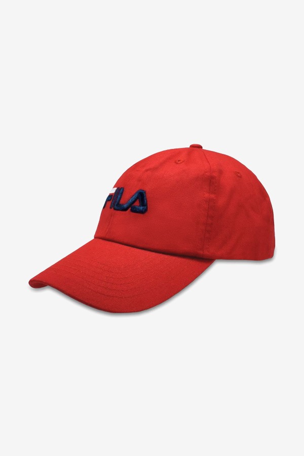 Red Fila Outlets Embroidered Logo Baseball Hat