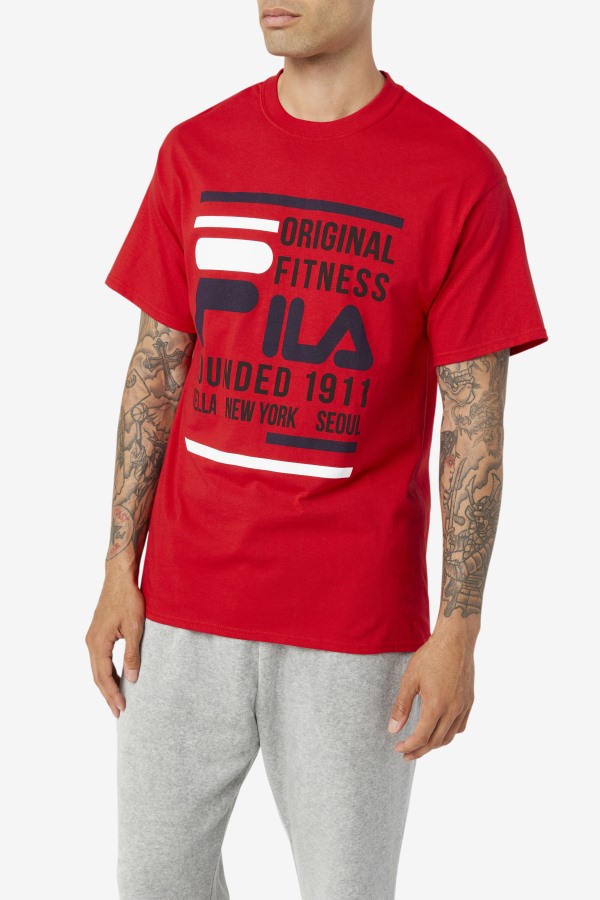 Red/Navy/White Original Fitness Tee Fila Outlets