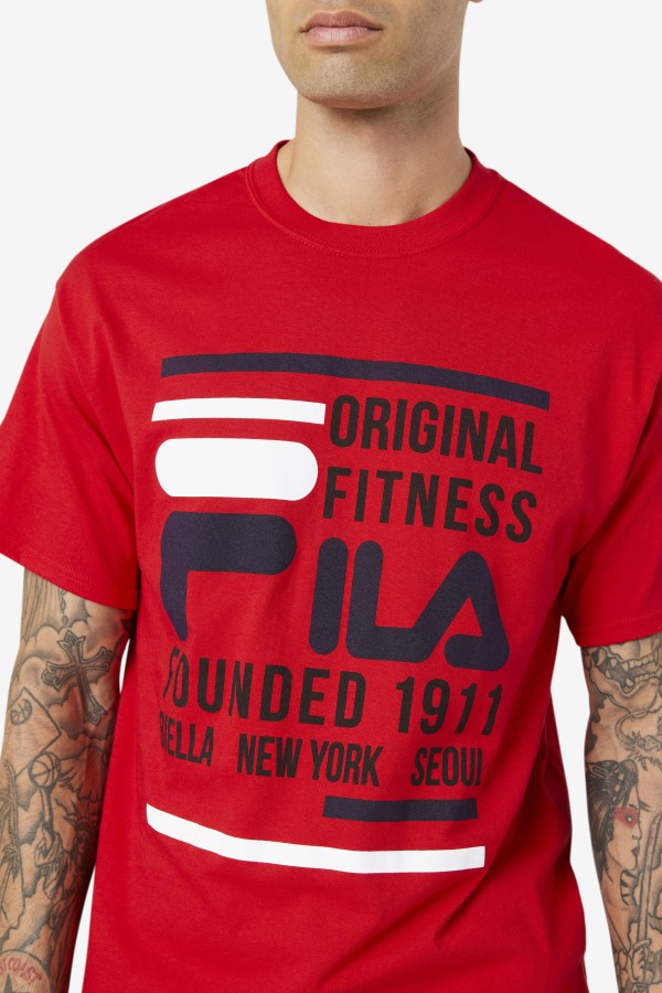 Red/Navy/White Original Fitness Tee Fila Outlets