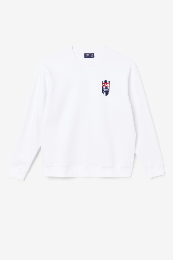 White Fila Outlets 2Pac Fleece Patch Crew
