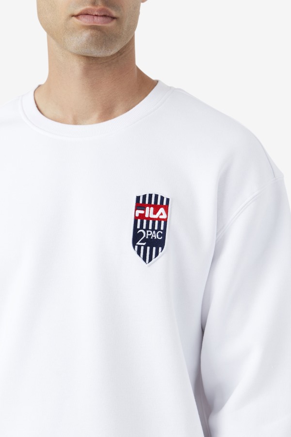 White Fila Outlets 2Pac Fleece Patch Crew