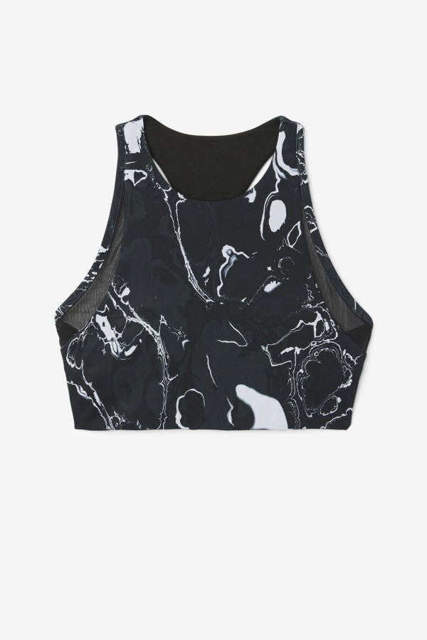 Fila Outlets Uplift T-Back Sports Bra Black Marble