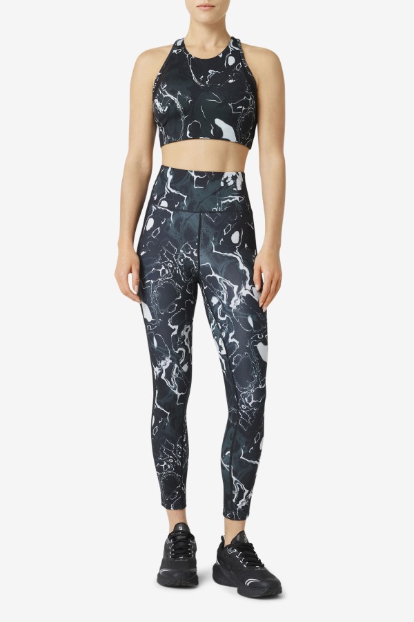 Fila Outlets Uplift T-Back Sports Bra Black Marble