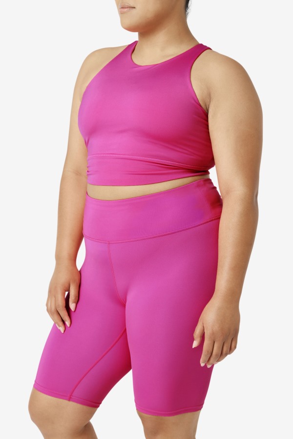 Bright Pink Fila Outlets Uplift High Neck Sports Bra