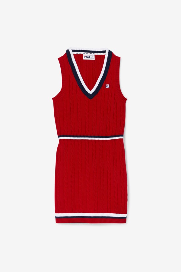 Red Darian Sweater Knit Dress Fila Outlets