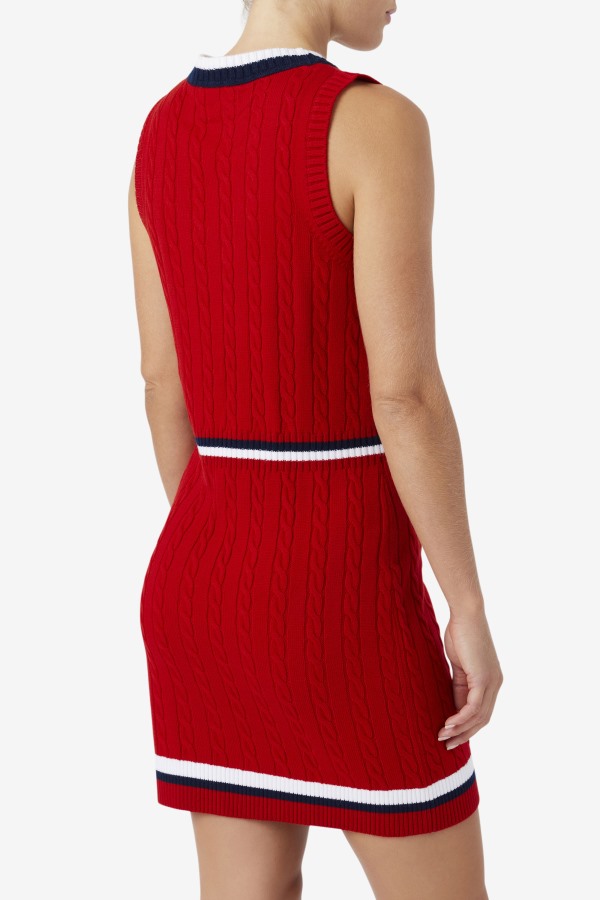 Red Darian Sweater Knit Dress Fila Outlets