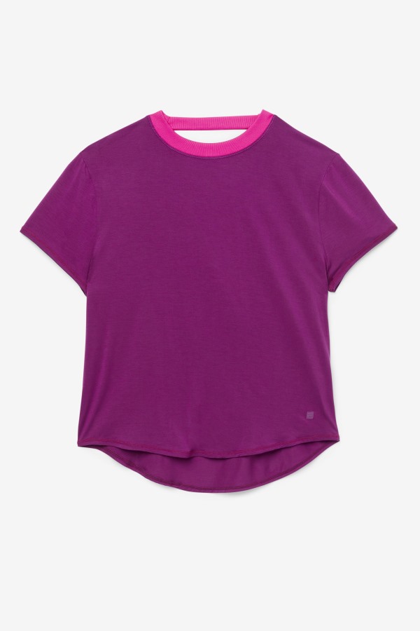 Fila Outlets Fi-Lux Short Sleeve Top Magentapurple