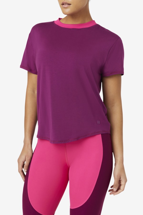 Fila Outlets Fi-Lux Short Sleeve Top Magentapurple