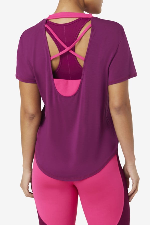 Fila Outlets Fi-Lux Short Sleeve Top Magentapurple