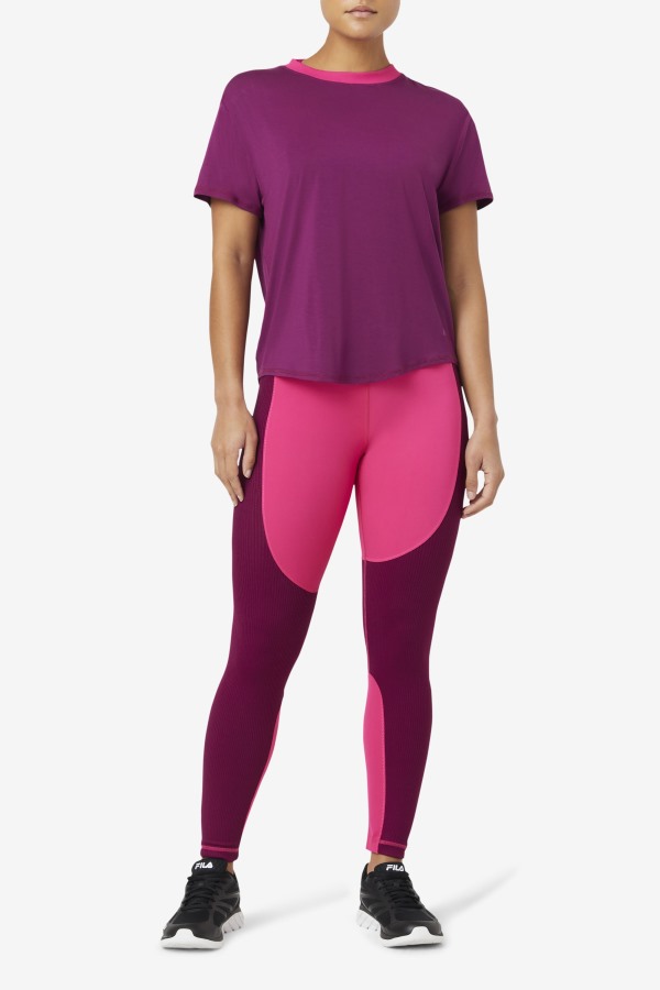 Fila Outlets Fi-Lux Short Sleeve Top Magentapurple