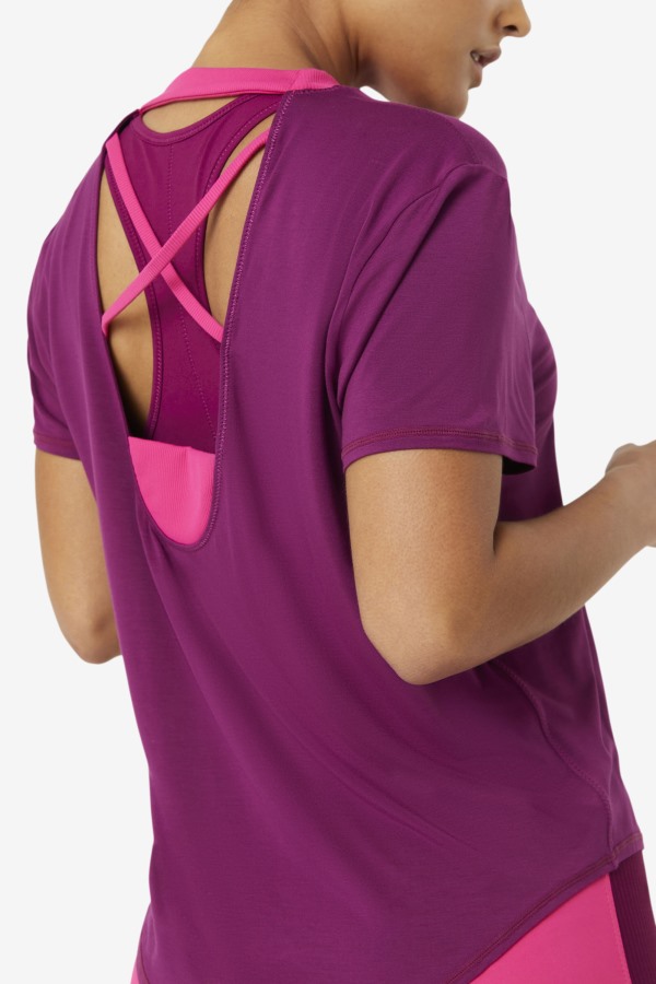 Fila Outlets Fi-Lux Short Sleeve Top Magentapurple